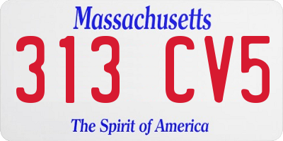 MA license plate 313CV5