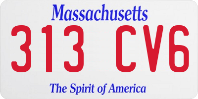 MA license plate 313CV6