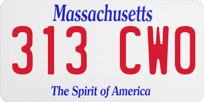 MA license plate 313CW0