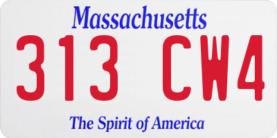 MA license plate 313CW4