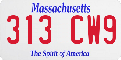 MA license plate 313CW9