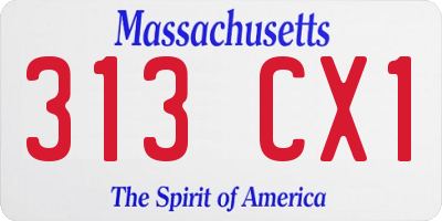 MA license plate 313CX1