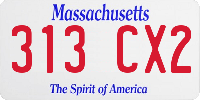 MA license plate 313CX2