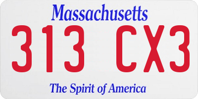 MA license plate 313CX3