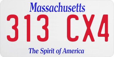 MA license plate 313CX4