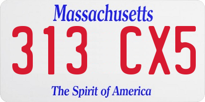 MA license plate 313CX5