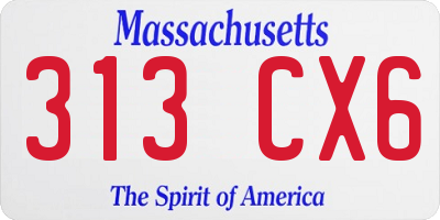 MA license plate 313CX6