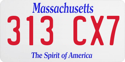 MA license plate 313CX7