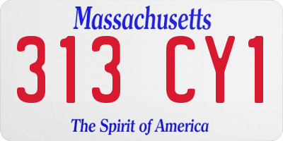 MA license plate 313CY1