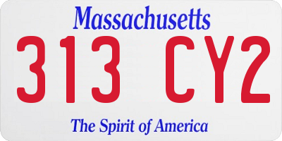 MA license plate 313CY2