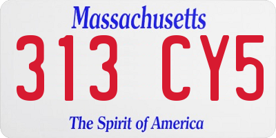 MA license plate 313CY5