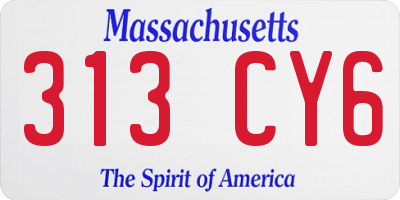 MA license plate 313CY6