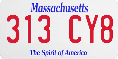 MA license plate 313CY8