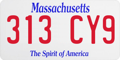 MA license plate 313CY9