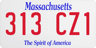 MA license plate 313CZ1