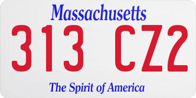 MA license plate 313CZ2