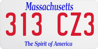 MA license plate 313CZ3