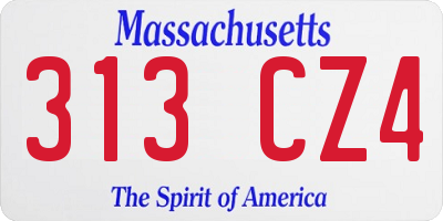 MA license plate 313CZ4