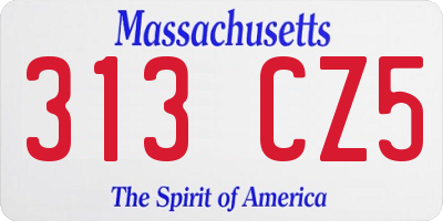 MA license plate 313CZ5