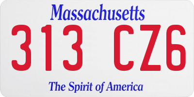 MA license plate 313CZ6