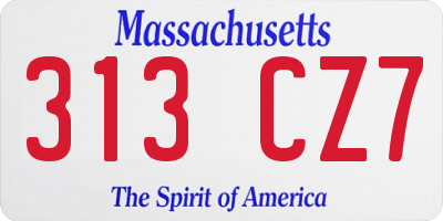 MA license plate 313CZ7