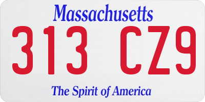 MA license plate 313CZ9
