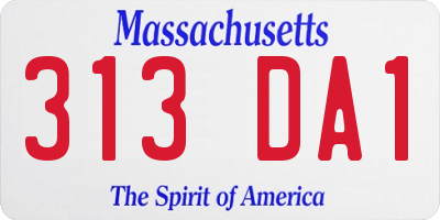 MA license plate 313DA1