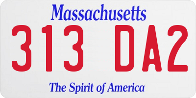 MA license plate 313DA2