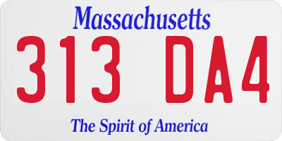 MA license plate 313DA4