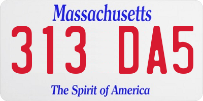 MA license plate 313DA5
