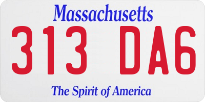 MA license plate 313DA6