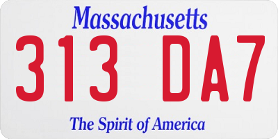 MA license plate 313DA7