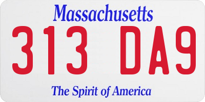 MA license plate 313DA9