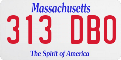 MA license plate 313DB0
