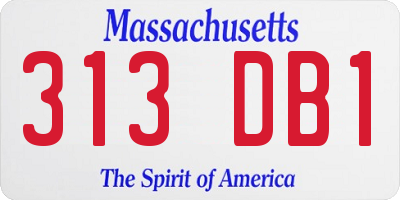MA license plate 313DB1