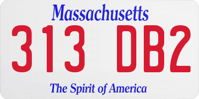 MA license plate 313DB2