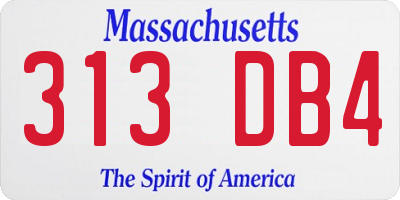MA license plate 313DB4