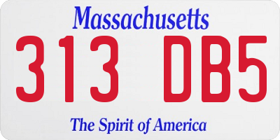 MA license plate 313DB5
