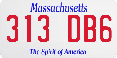 MA license plate 313DB6