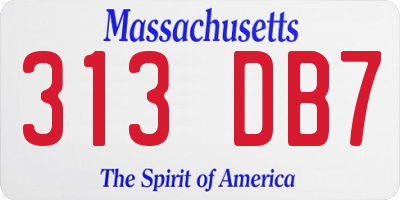 MA license plate 313DB7