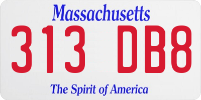 MA license plate 313DB8