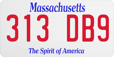 MA license plate 313DB9