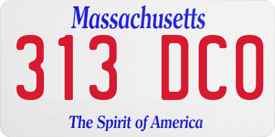 MA license plate 313DC0