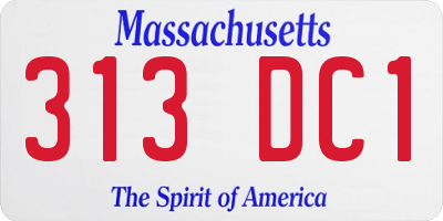 MA license plate 313DC1