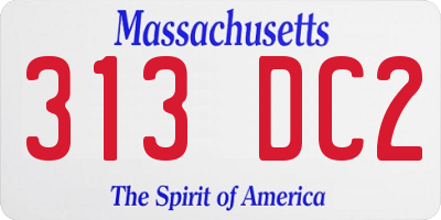 MA license plate 313DC2