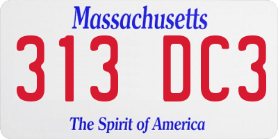 MA license plate 313DC3