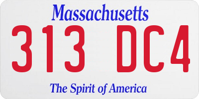 MA license plate 313DC4