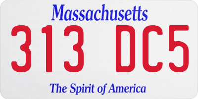 MA license plate 313DC5