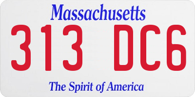 MA license plate 313DC6