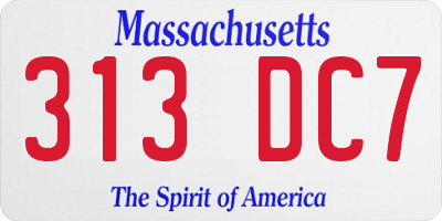 MA license plate 313DC7